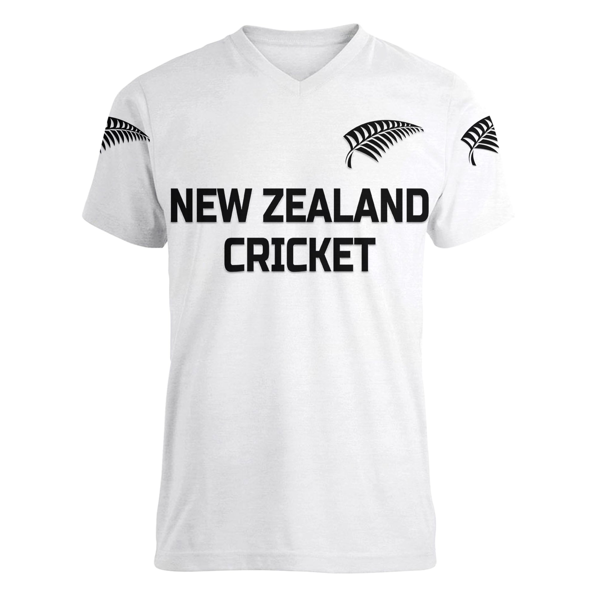 (Custom Personalised) New Zealand Cricket Women V Neck T Shirt Silver Fern Unique - White - Vibe Hoodie Shop