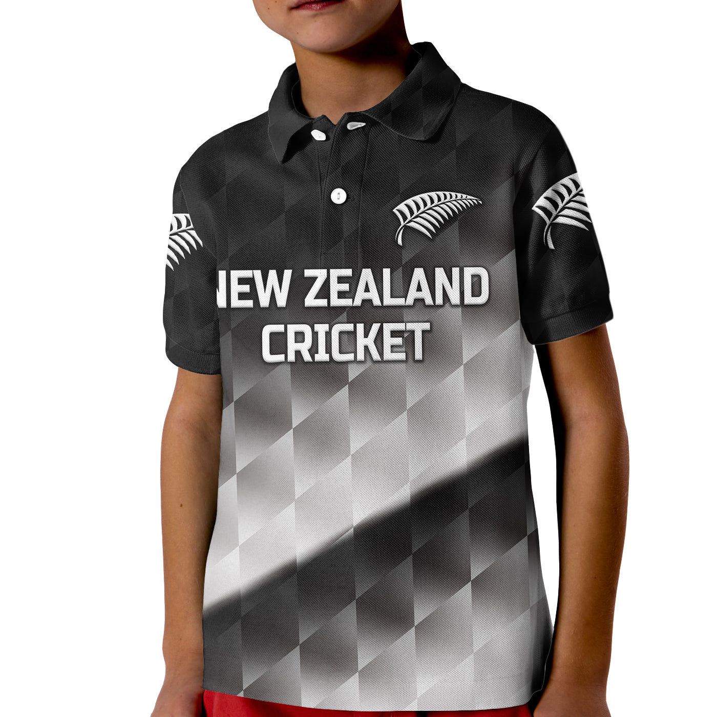 (Custom Personalised) New Zealand Cricket Kid Polo Shirt Silver Fern Unique - Gradient - Vibe Hoodie Shop