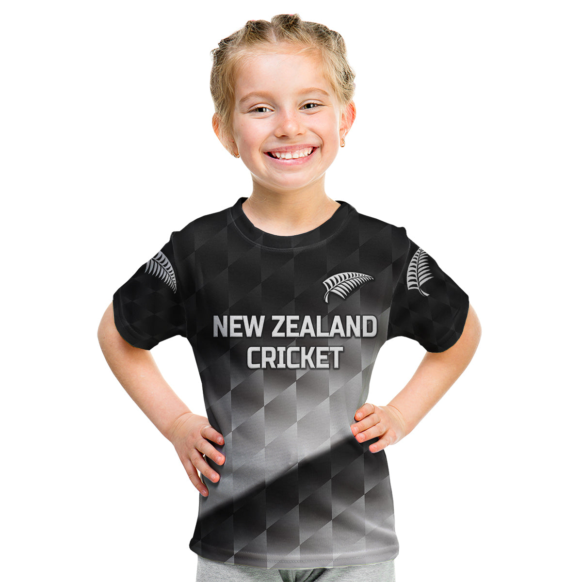 (Custom Personalised) New Zealand Cricket Kid T Shirt Silver Fern Unique - Gradient - Vibe Hoodie Shop