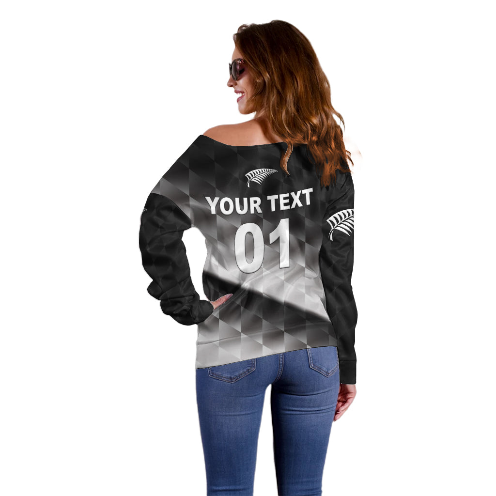 (Custom Personalised) New Zealand Cricket Off Shoulder Sweater Silver Fern Unique - Gradient - Vibe Hoodie Shop