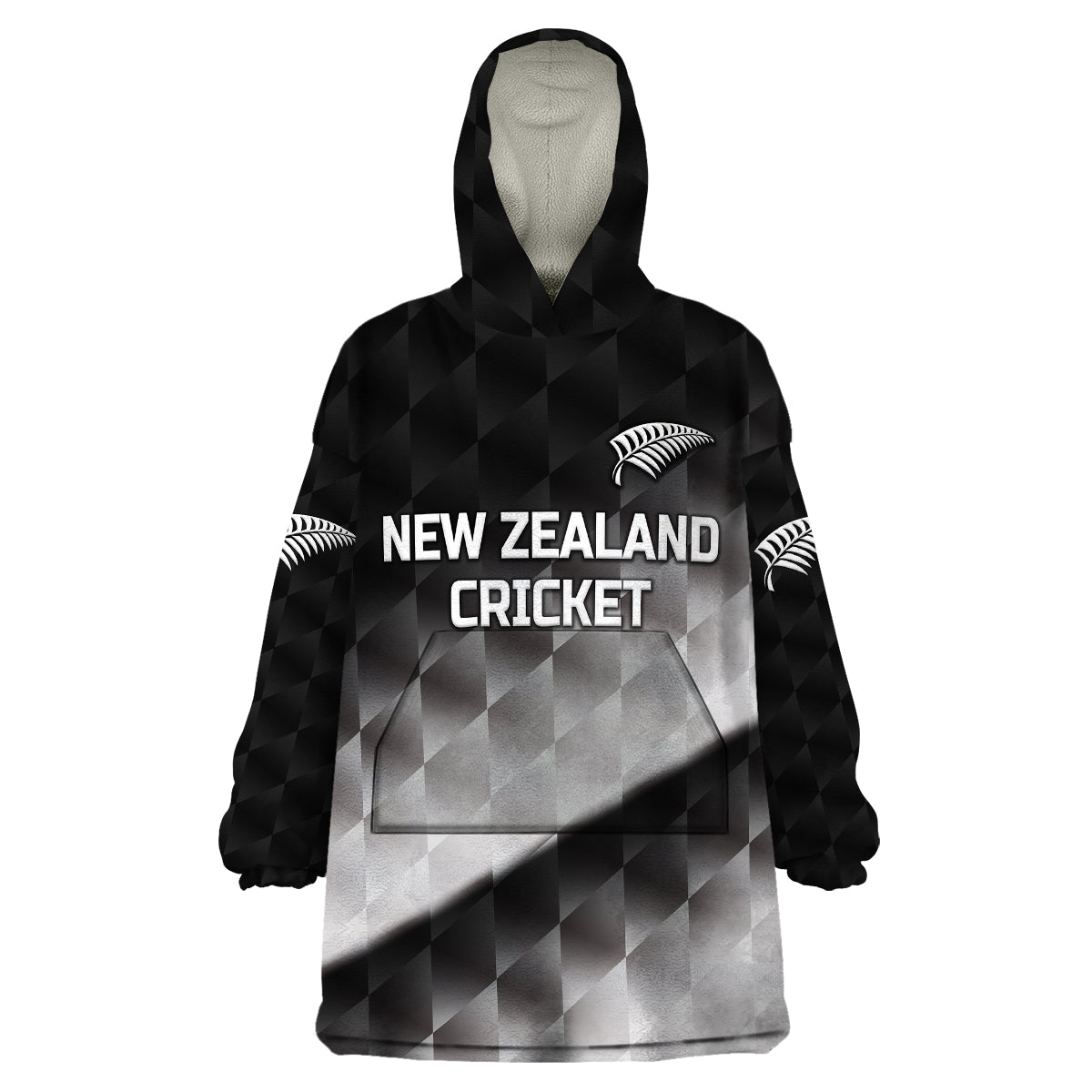 (Custom Personalised) New Zealand Cricket Wearable Blanket Hoodie Silver Fern Unique - Gradient - Vibe Hoodie Shop