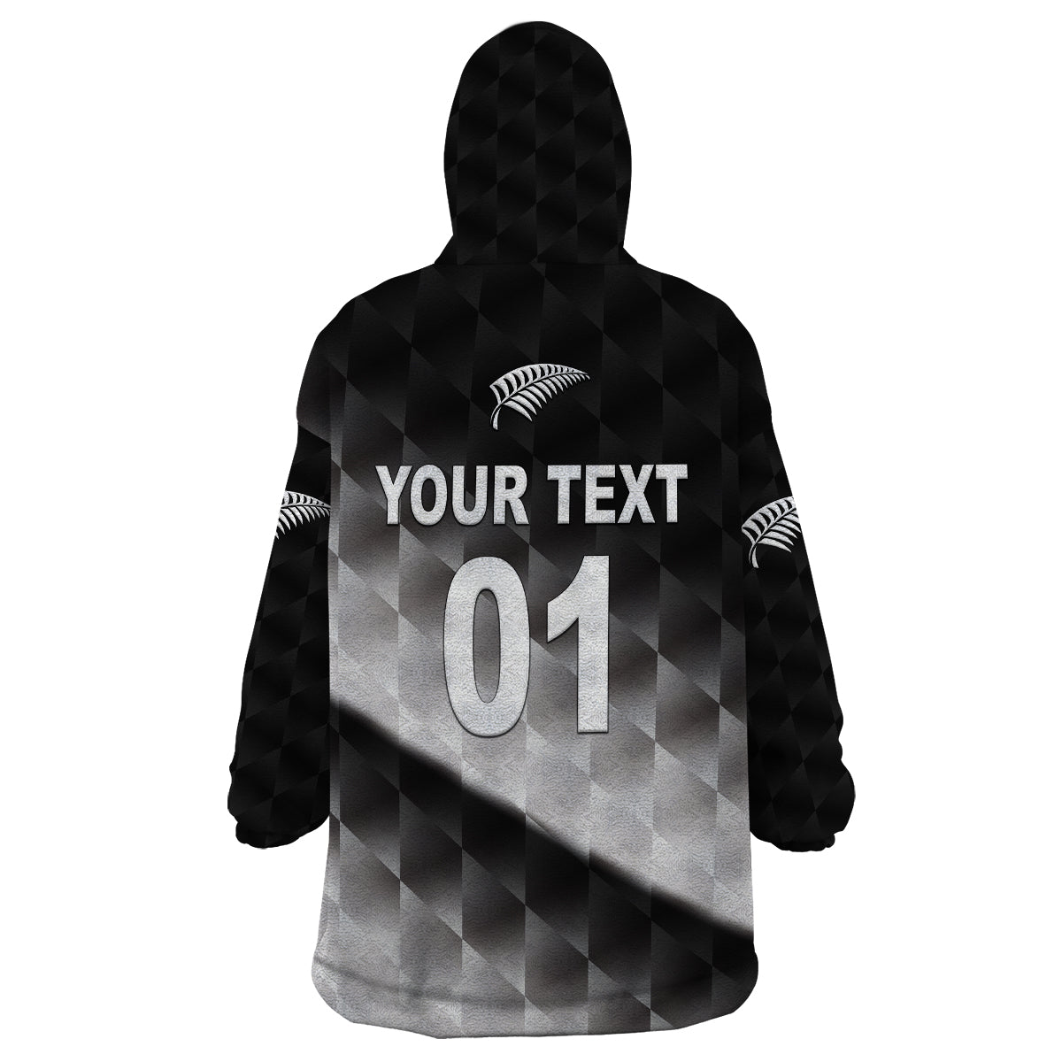 (Custom Personalised) New Zealand Cricket Wearable Blanket Hoodie Silver Fern Unique - Gradient - Vibe Hoodie Shop