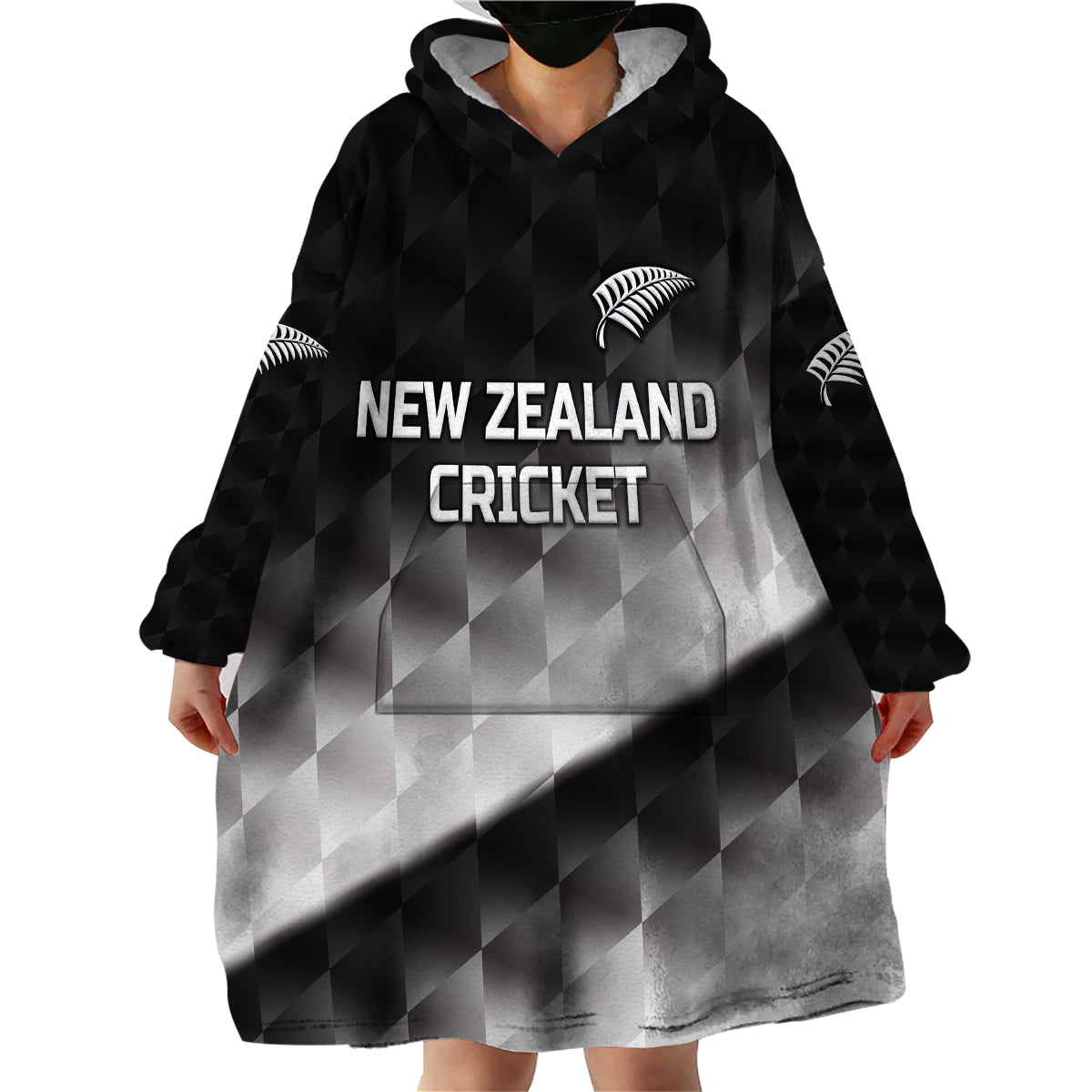 (Custom Personalised) New Zealand Cricket Wearable Blanket Hoodie Silver Fern Unique - Gradient - Vibe Hoodie Shop