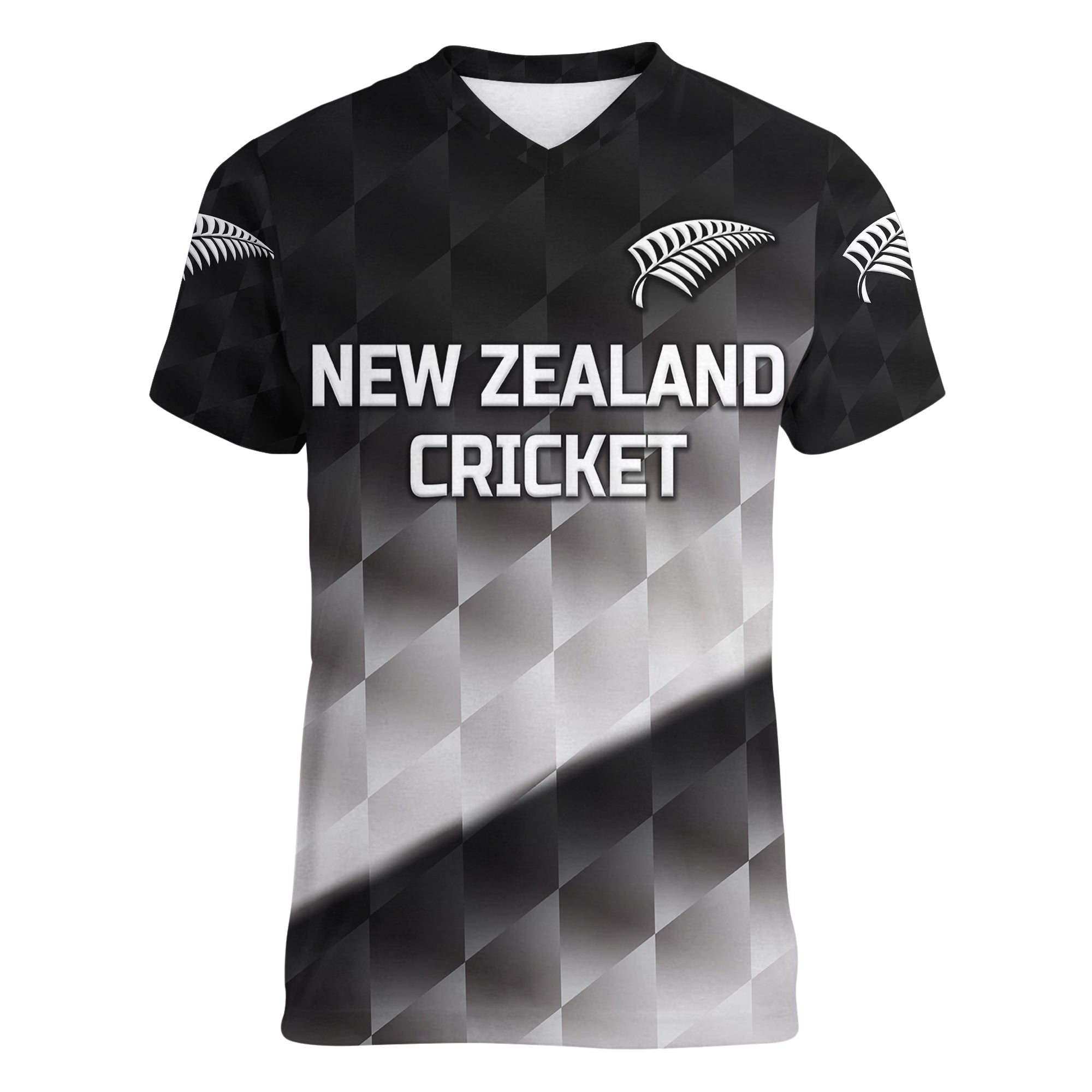 (Custom Personalised) New Zealand Cricket Women V Neck T Shirt Silver Fern Unique - Gradient - Vibe Hoodie Shop