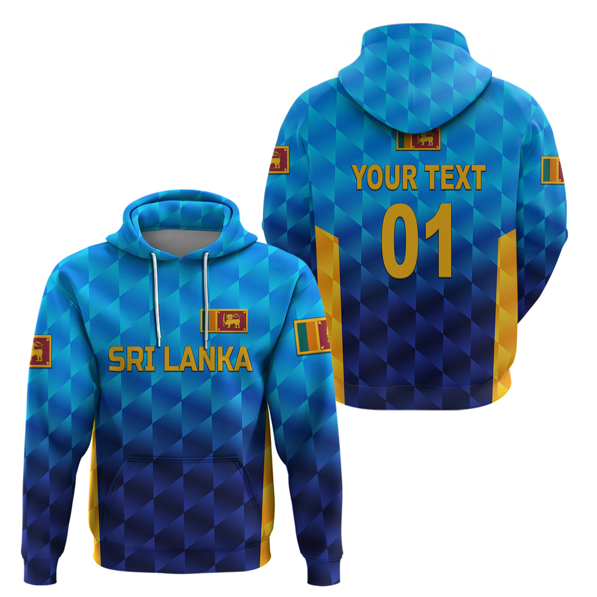 (Custom Personalised) Sri Lanka Cricket Hoodie The Lions Unique - Gradient Blue LT8 - Vibe Hoodie Shop