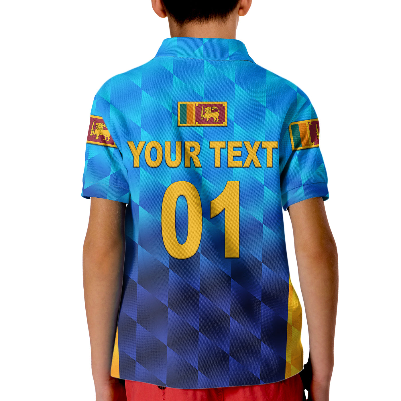 (Custom Personalised) Sri Lanka Cricket Kid Polo Shirt The Lions Unique - Gradient Blue - Vibe Hoodie Shop