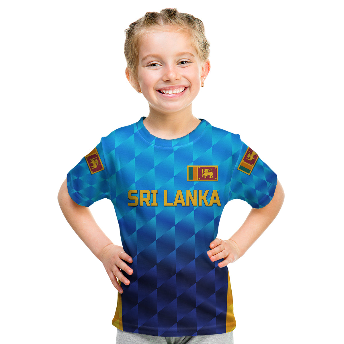 (Custom Personalised) Sri Lanka Cricket Kid T Shirt The Lions Unique - Gradient Blue - Vibe Hoodie Shop