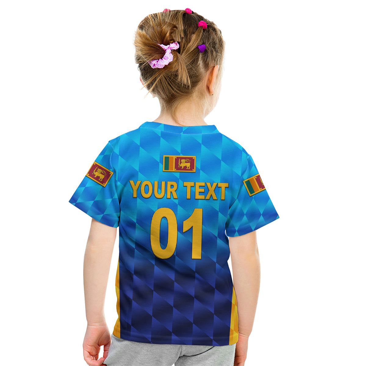 (Custom Personalised) Sri Lanka Cricket Kid T Shirt The Lions Unique - Gradient Blue - Vibe Hoodie Shop