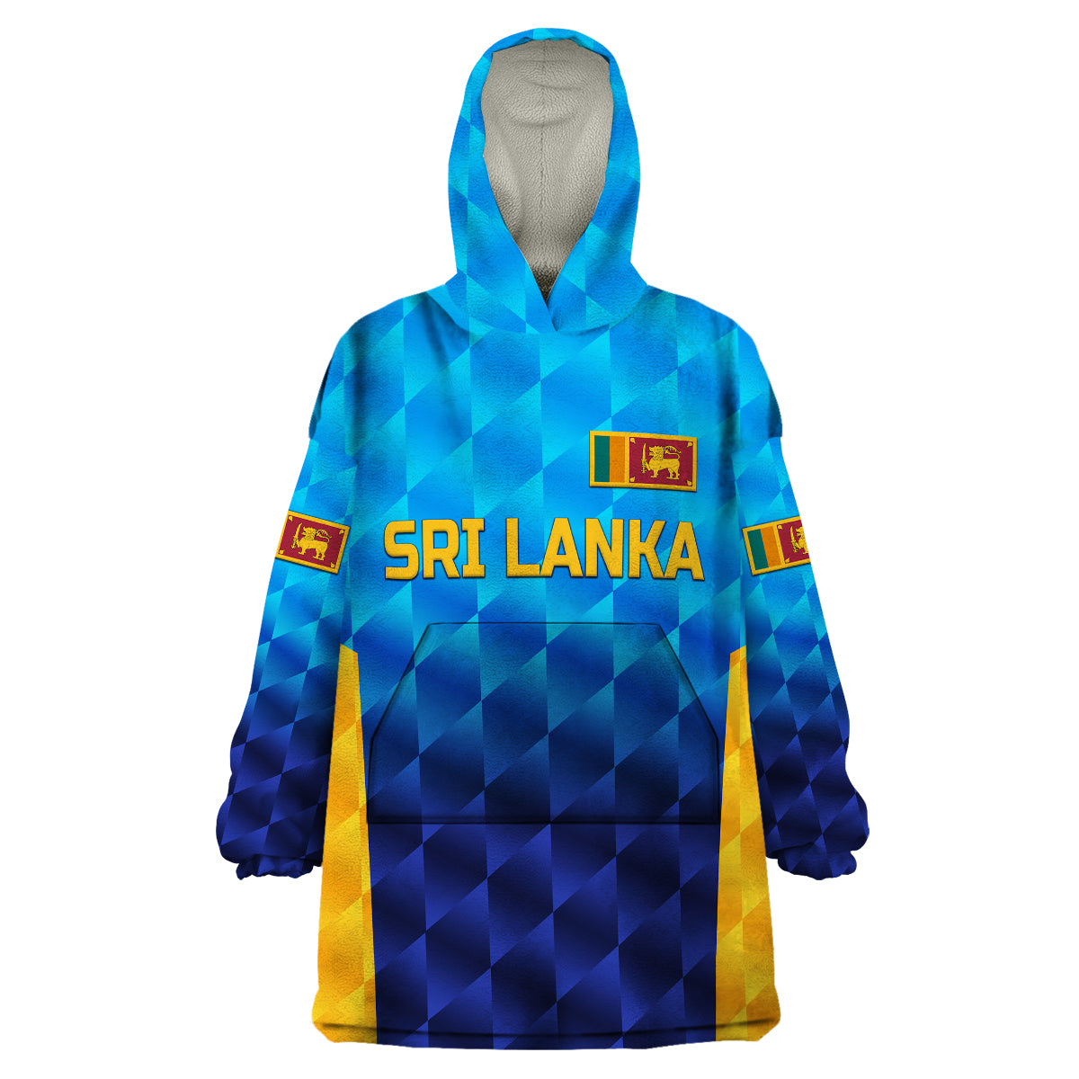 (Custom Personalised) Sri Lanka Cricket Wearable Blanket Hoodie The Lions Unique - Gradient Blue - Vibe Hoodie Shop