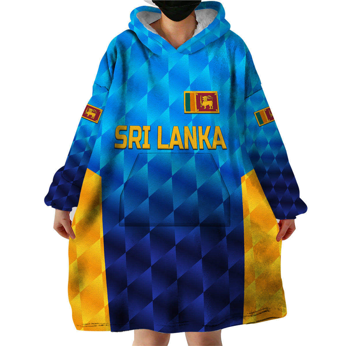 (Custom Personalised) Sri Lanka Cricket Wearable Blanket Hoodie The Lions Unique - Gradient Blue - Vibe Hoodie Shop