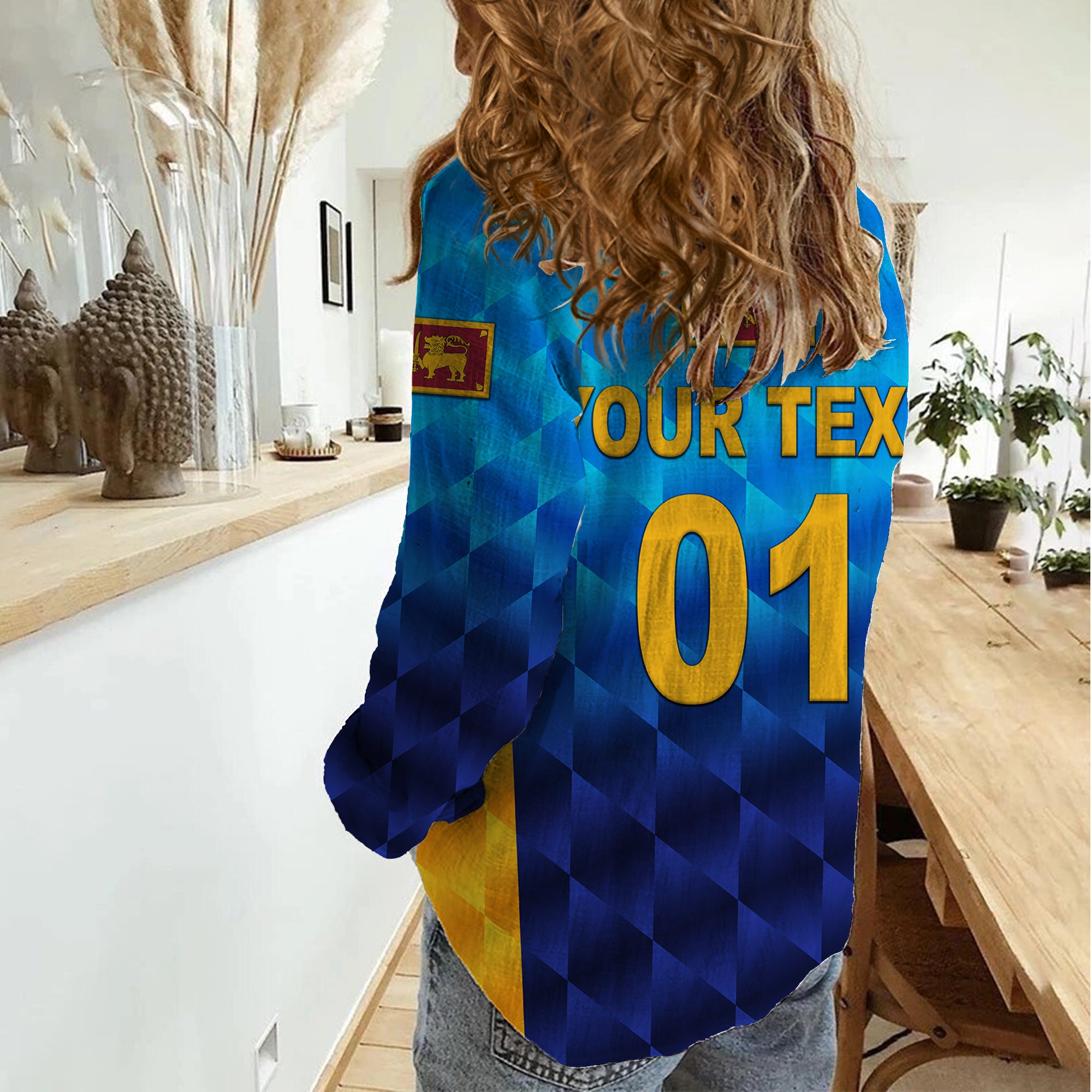 (Custom Personalised) Sri Lanka Cricket Women Casual Shirt The Lions Unique - Gradient Blue - Vibe Hoodie Shop
