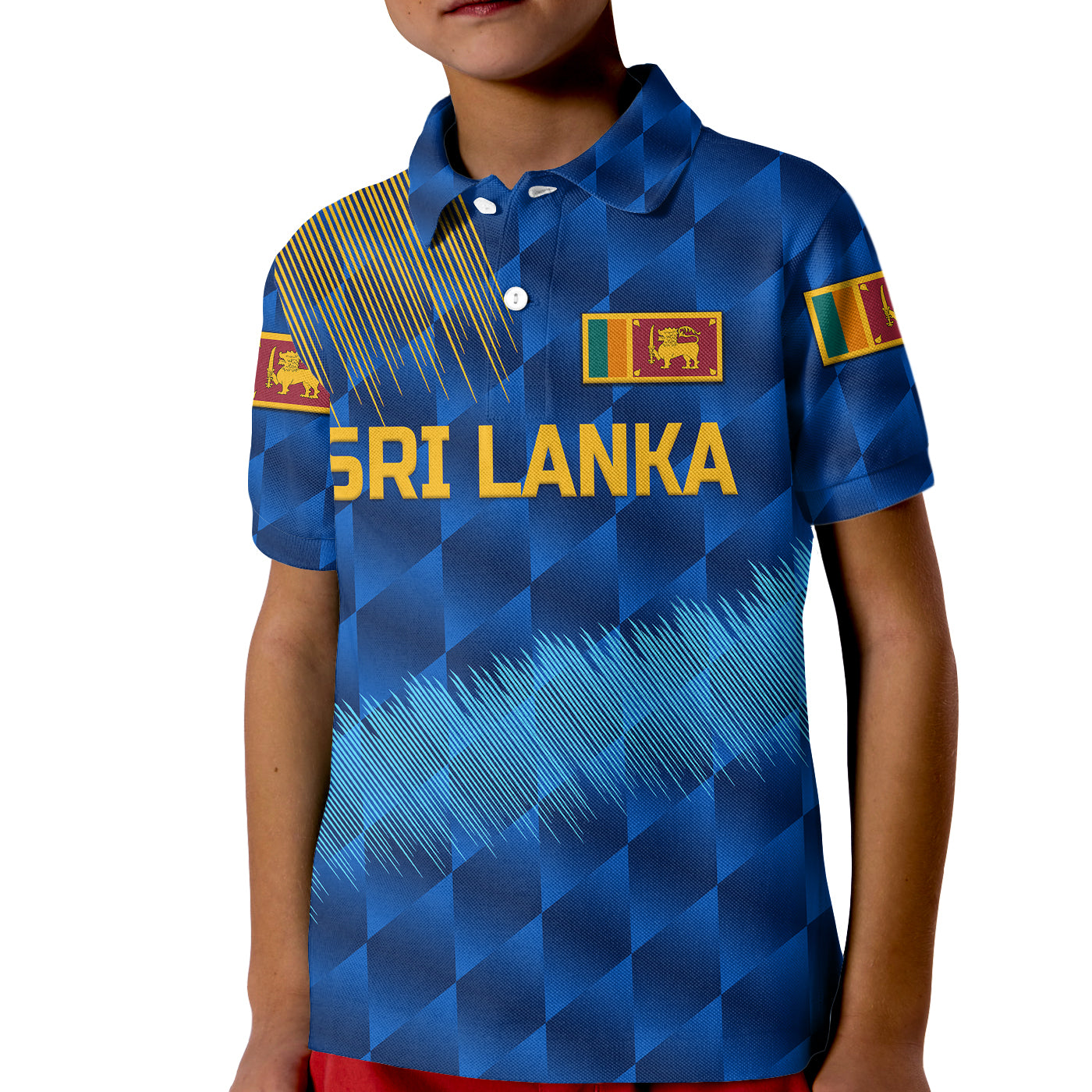 (Custom Personalised) Sri Lanka Cricket Kid Polo Shirt The Lions Special - Blue - Vibe Hoodie Shop