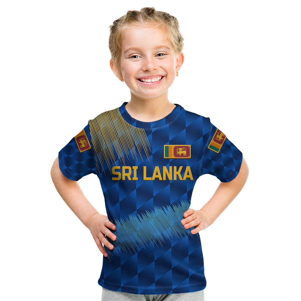 (Custom Personalised) Sri Lanka Cricket Kid T Shirt The Lions Special - Blue - Vibe Hoodie Shop