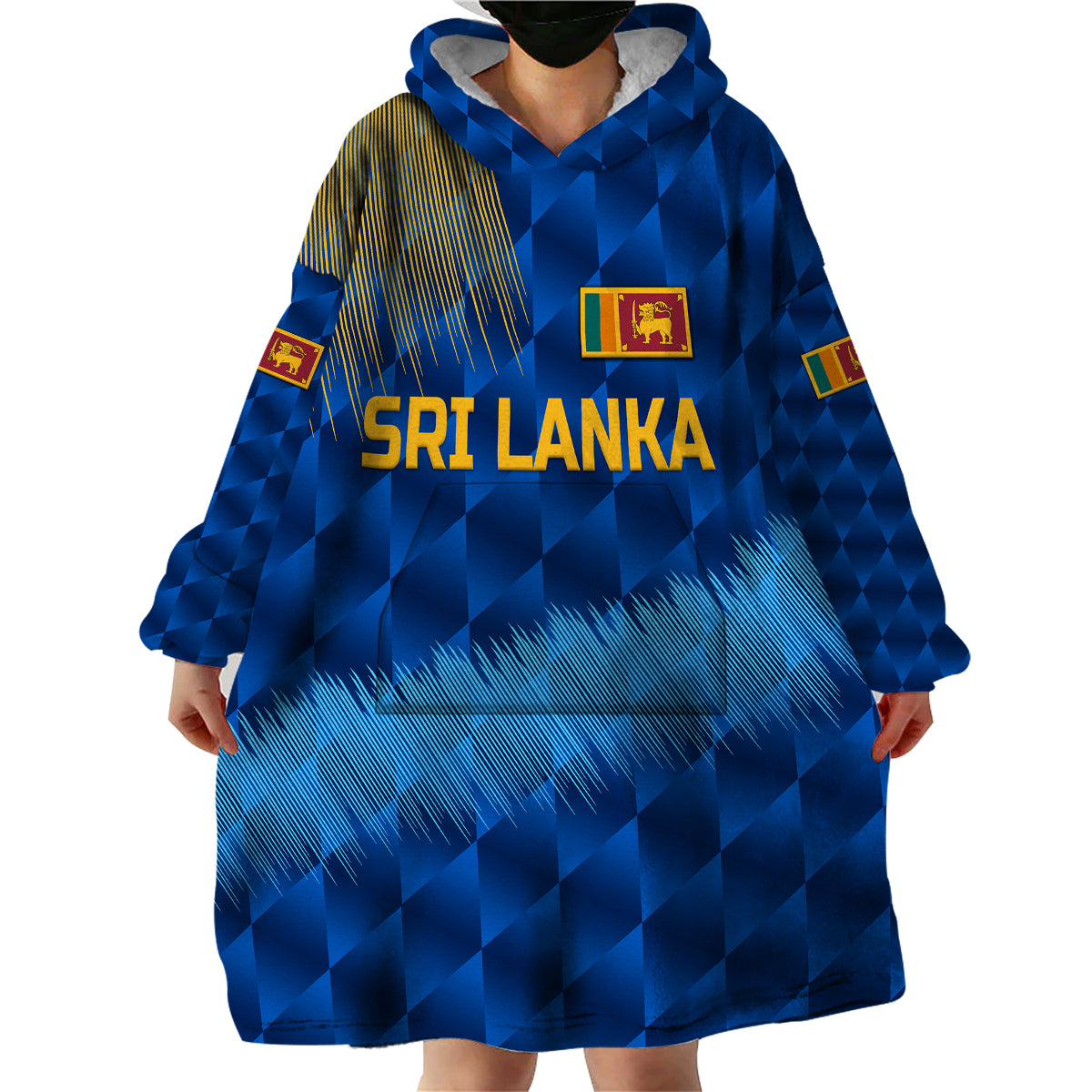 (Custom Personalised) Sri Lanka Cricket Wearable Blanket Hoodie The Lions Special - Blue - Vibe Hoodie Shop