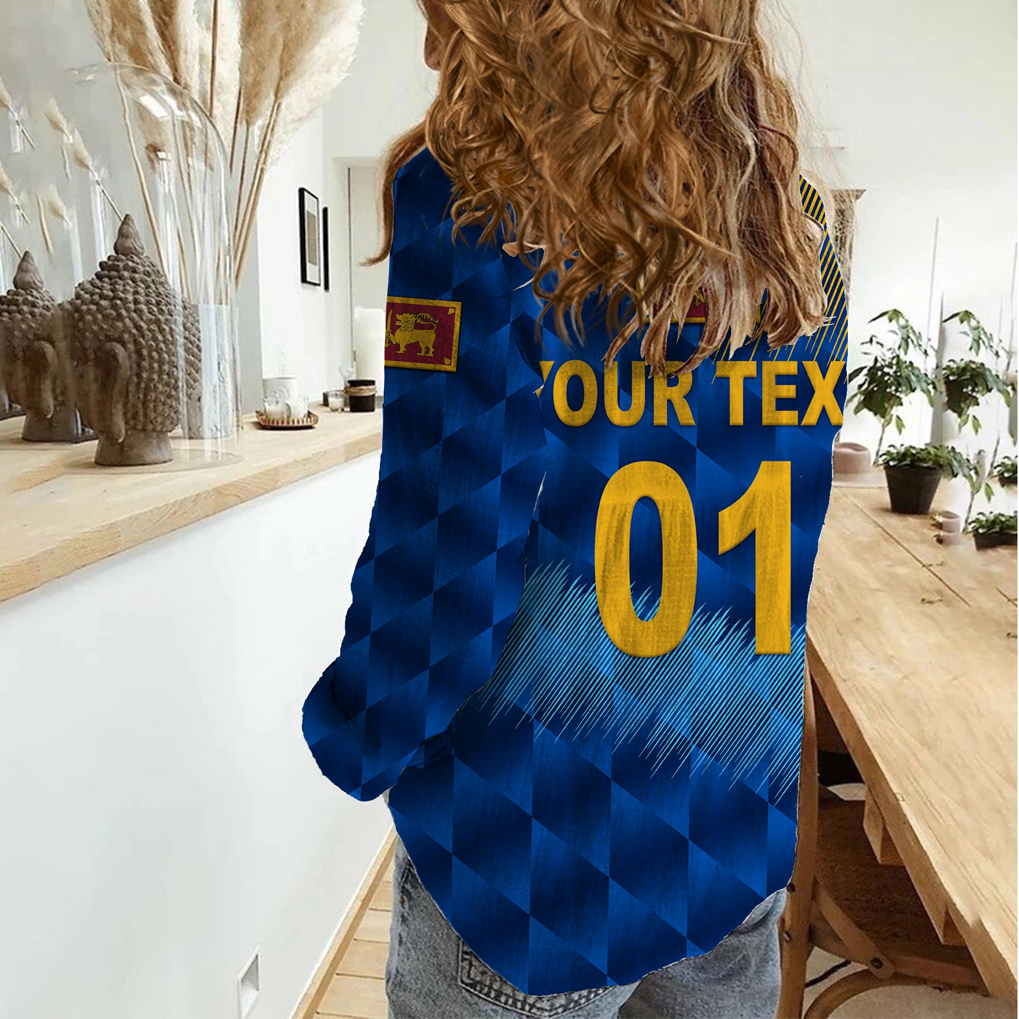 (Custom Personalised) Sri Lanka Cricket Women Casual Shirt The Lions Special - Blue - Vibe Hoodie Shop