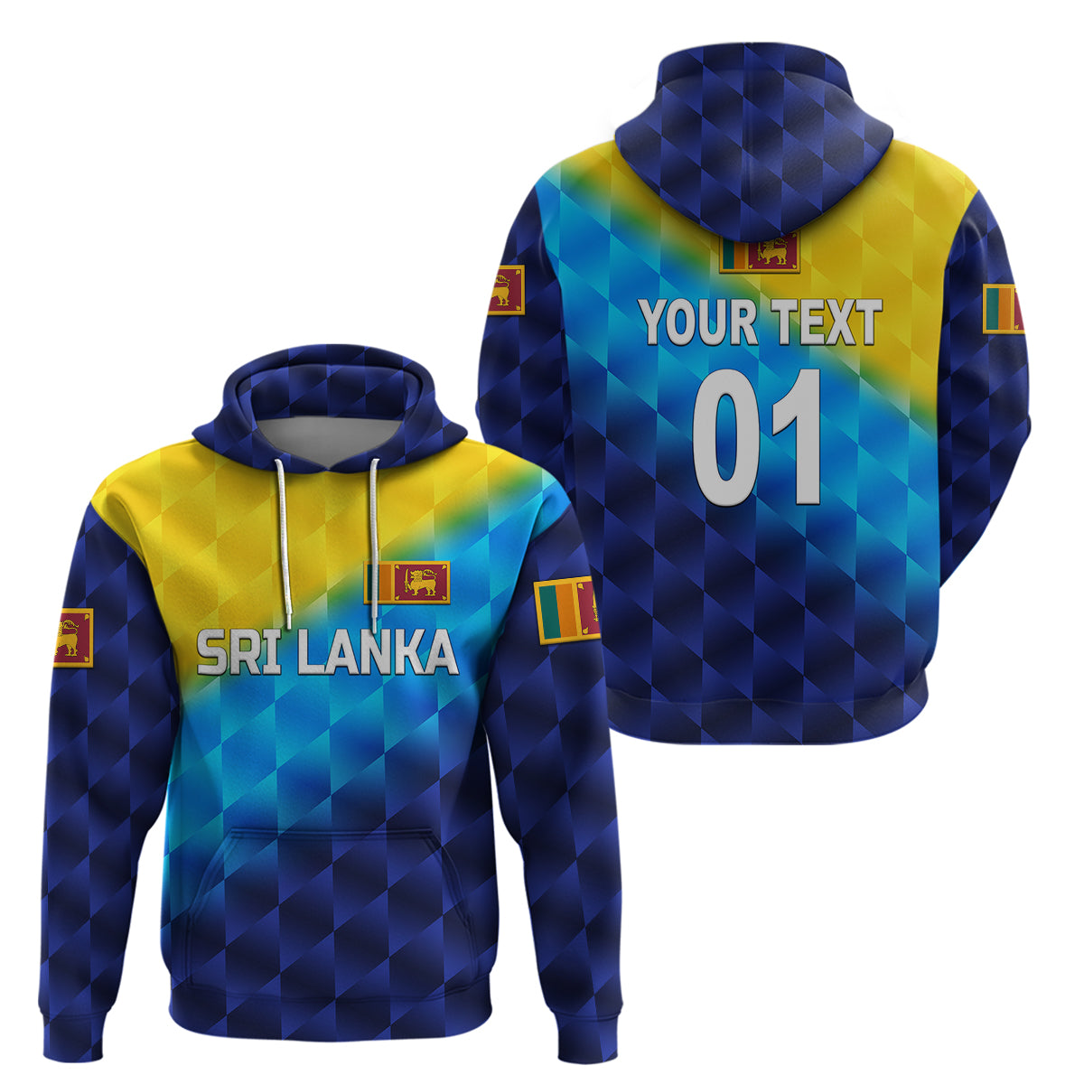 (Custom Personalised) Sri Lanka Cricket Hoodie The Lions Special - Gradient Blue LT8 - Vibe Hoodie Shop