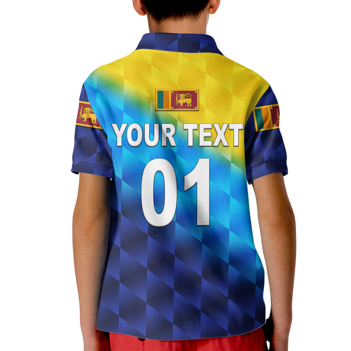 (Custom Personalised) Sri Lanka Cricket Kid Polo Shirt The Lions Special - Gradient Blue - Vibe Hoodie Shop