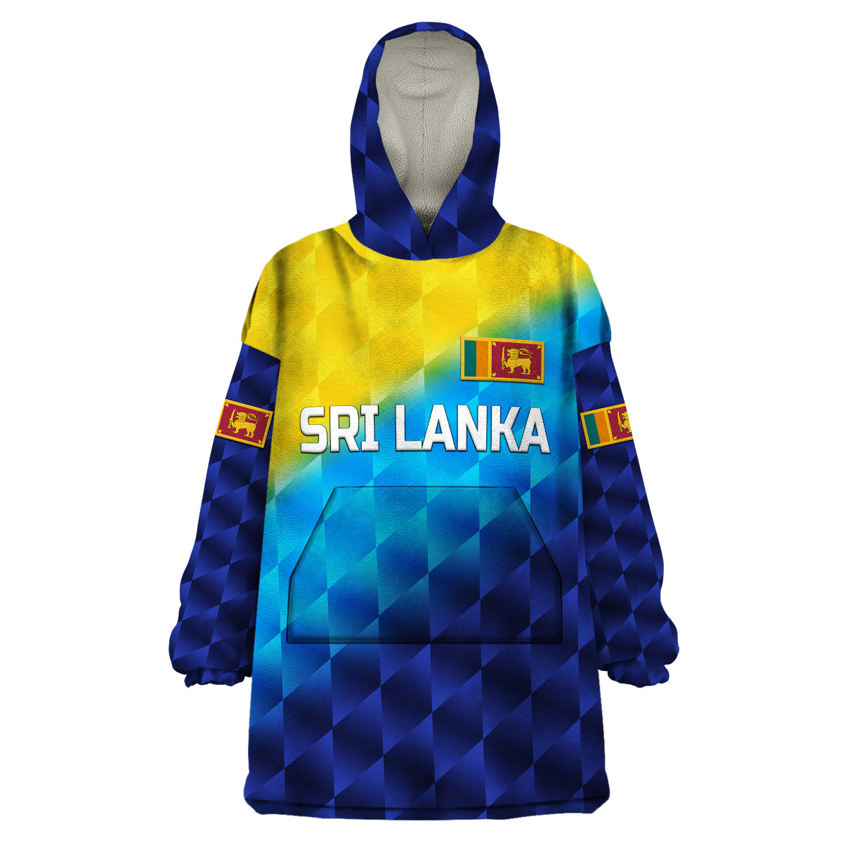 (Custom Personalised) Sri Lanka Cricket Wearable Blanket Hoodie The Lions Special - Gradient Blue - Vibe Hoodie Shop