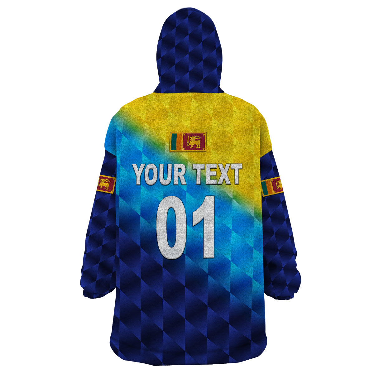 (Custom Personalised) Sri Lanka Cricket Wearable Blanket Hoodie The Lions Special - Gradient Blue - Vibe Hoodie Shop