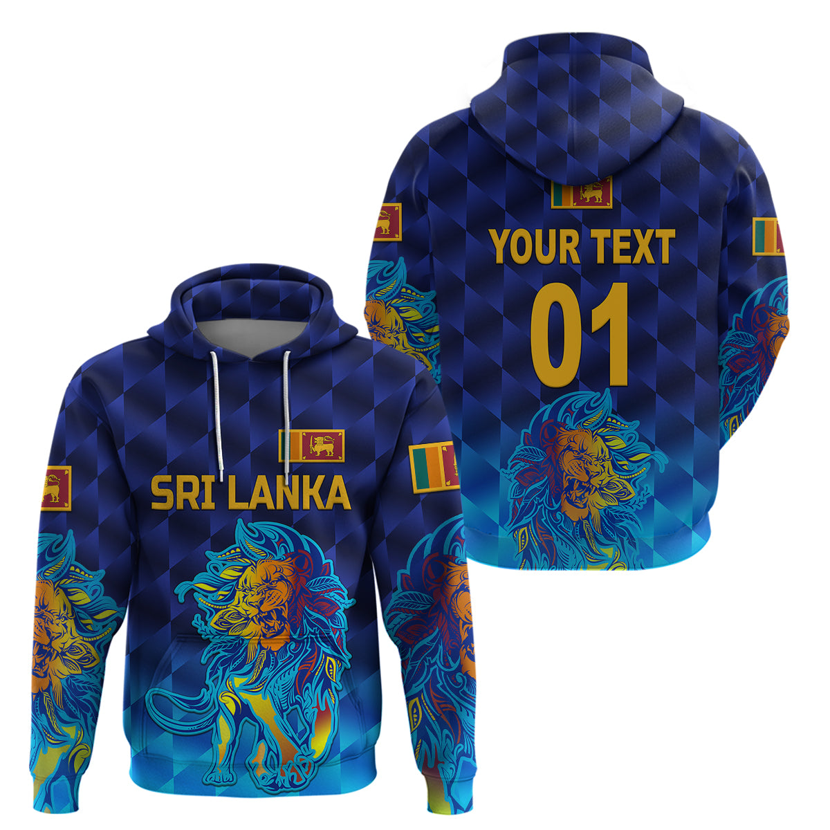 (Custom Personalised) Sri Lanka Cricket Hoodie The Lions Pride Version - Blue LT8 - Vibe Hoodie Shop