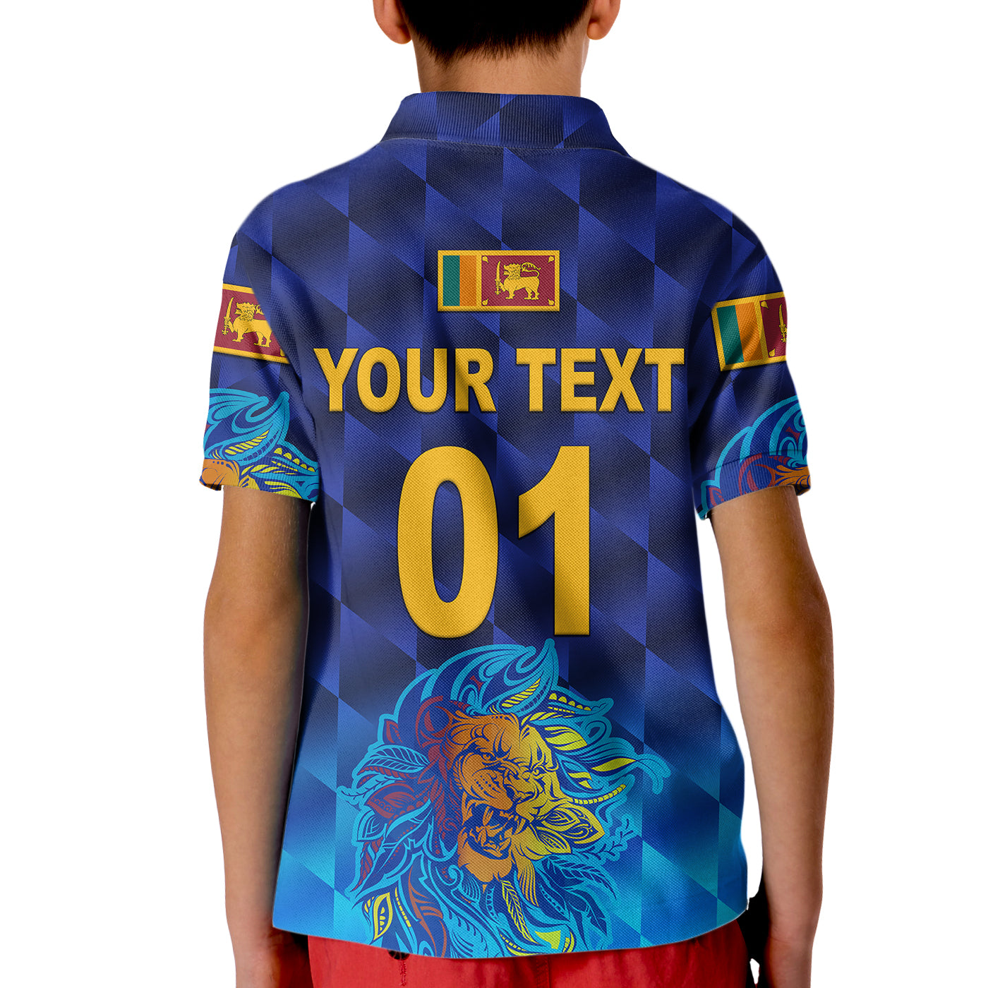 (Custom Personalised) Sri Lanka Cricket Kid Polo Shirt The Lions Pride Version - Blue - Vibe Hoodie Shop