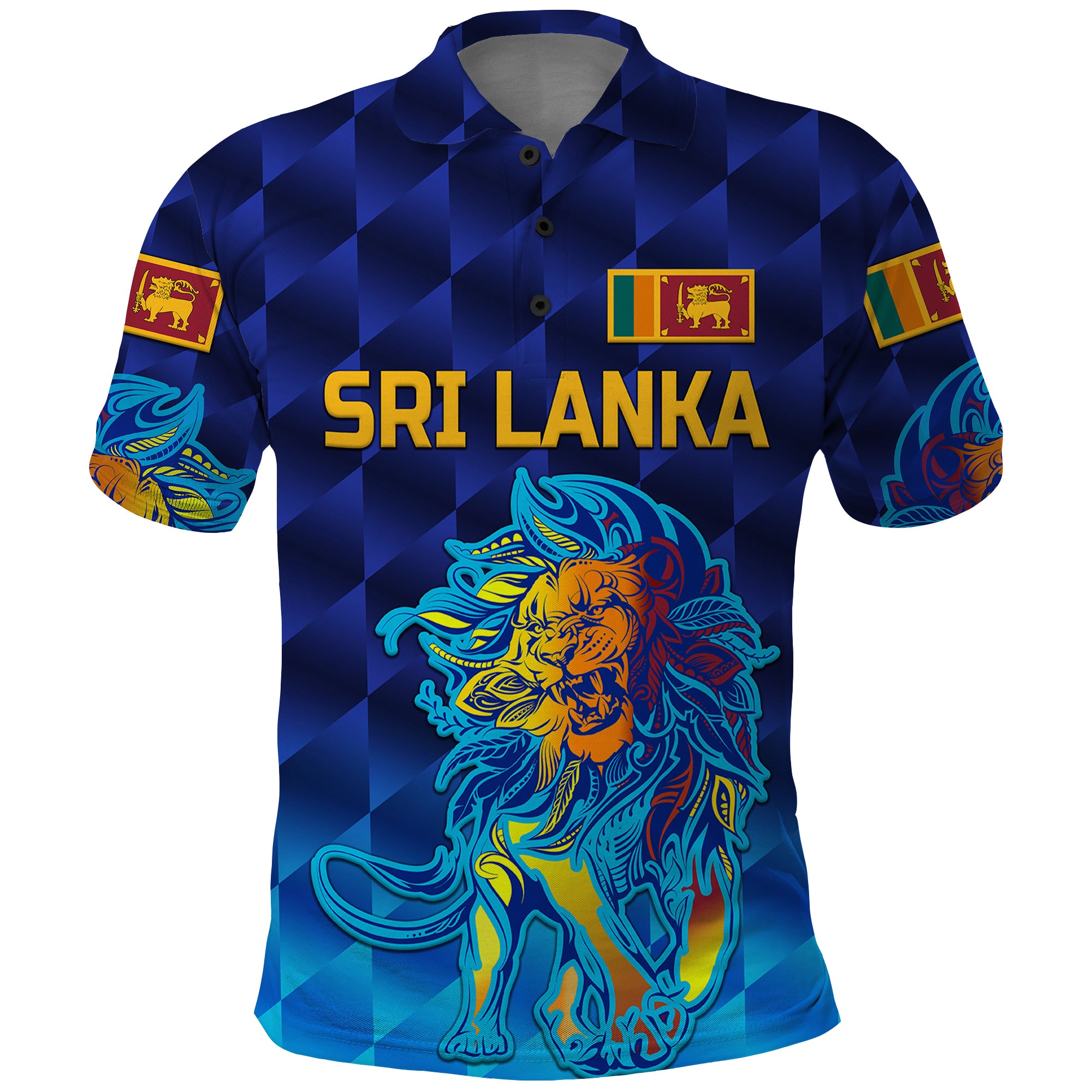 (Custom Personalised) Sri Lanka Cricket Polo Shirt The Lions Pride Version - Blue - Vibe Hoodie Shop