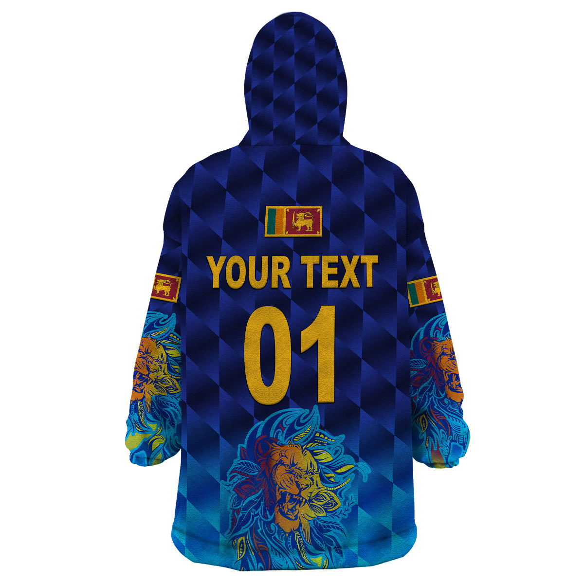 (Custom Personalised) Sri Lanka Cricket Wearable Blanket Hoodie The Lions Pride Version - Blue - Vibe Hoodie Shop