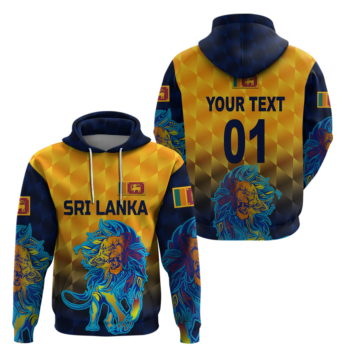 (Custom Personalised) Sri Lanka Cricket Hoodie The Lions Pride Version - Yellow LT8 - Vibe Hoodie Shop