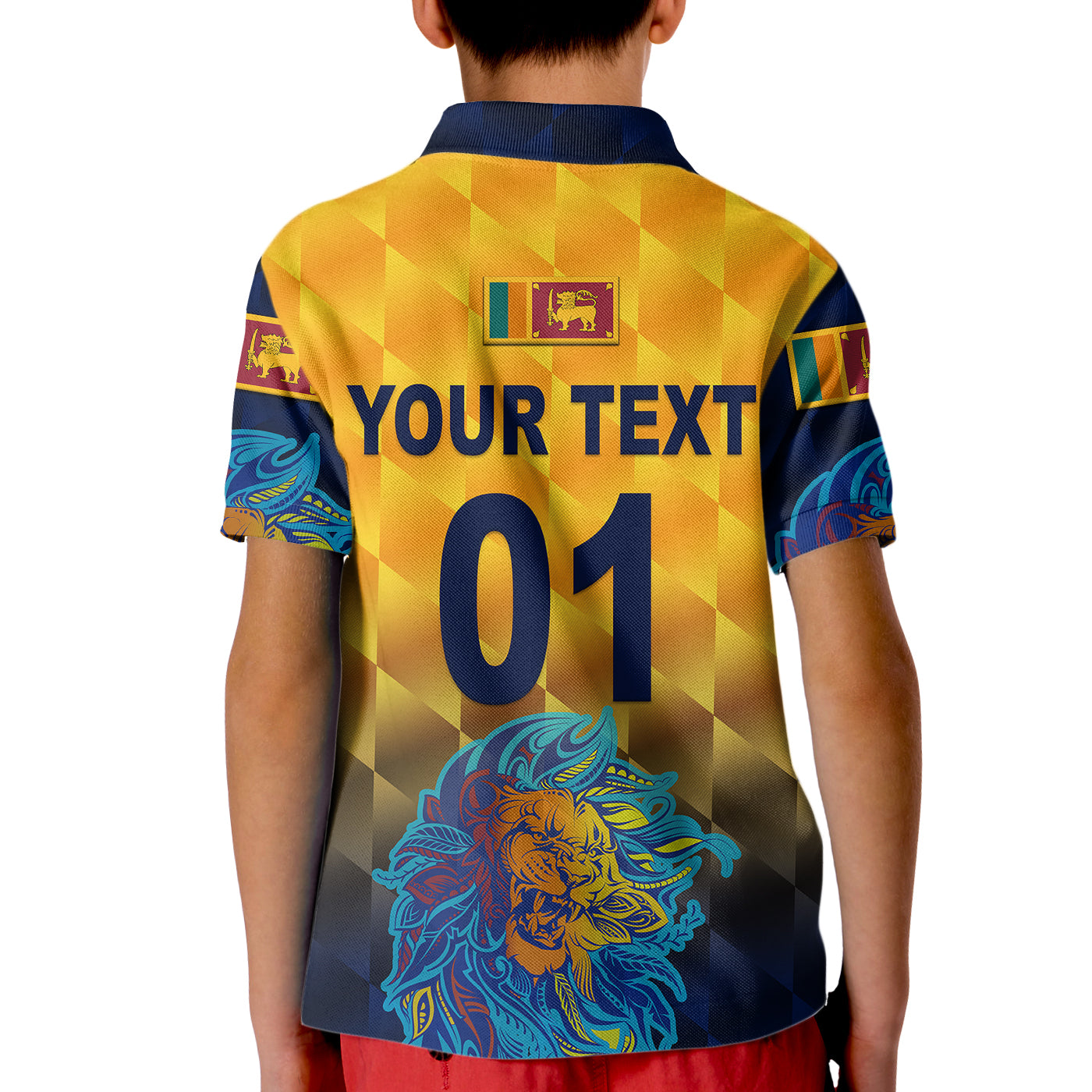 (Custom Personalised) Sri Lanka Cricket Kid Polo Shirt The Lions Pride Version - Yellow - Vibe Hoodie Shop