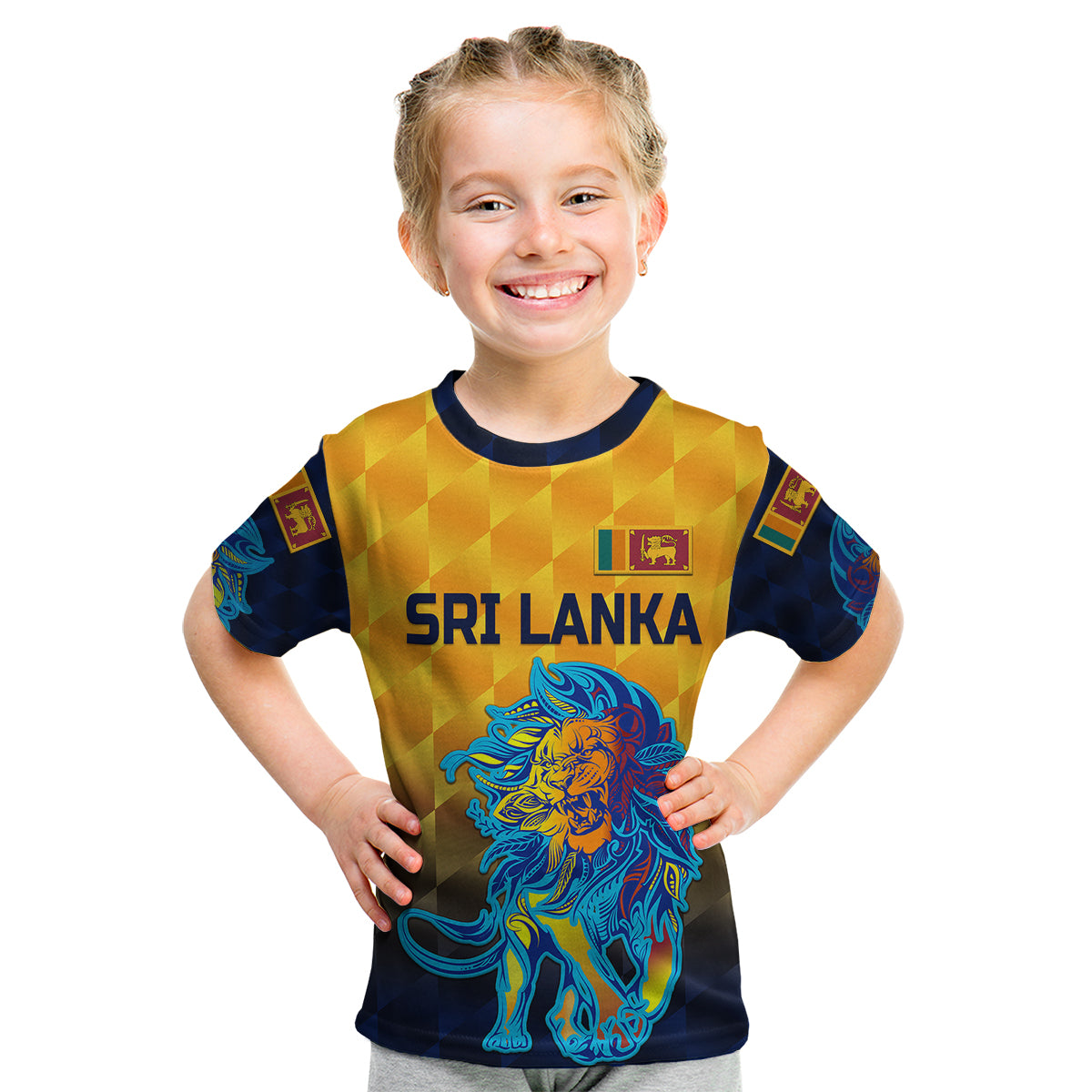 (Custom Personalised) Sri Lanka Cricket Kid T Shirt The Lions Pride Version - Yellow - Vibe Hoodie Shop