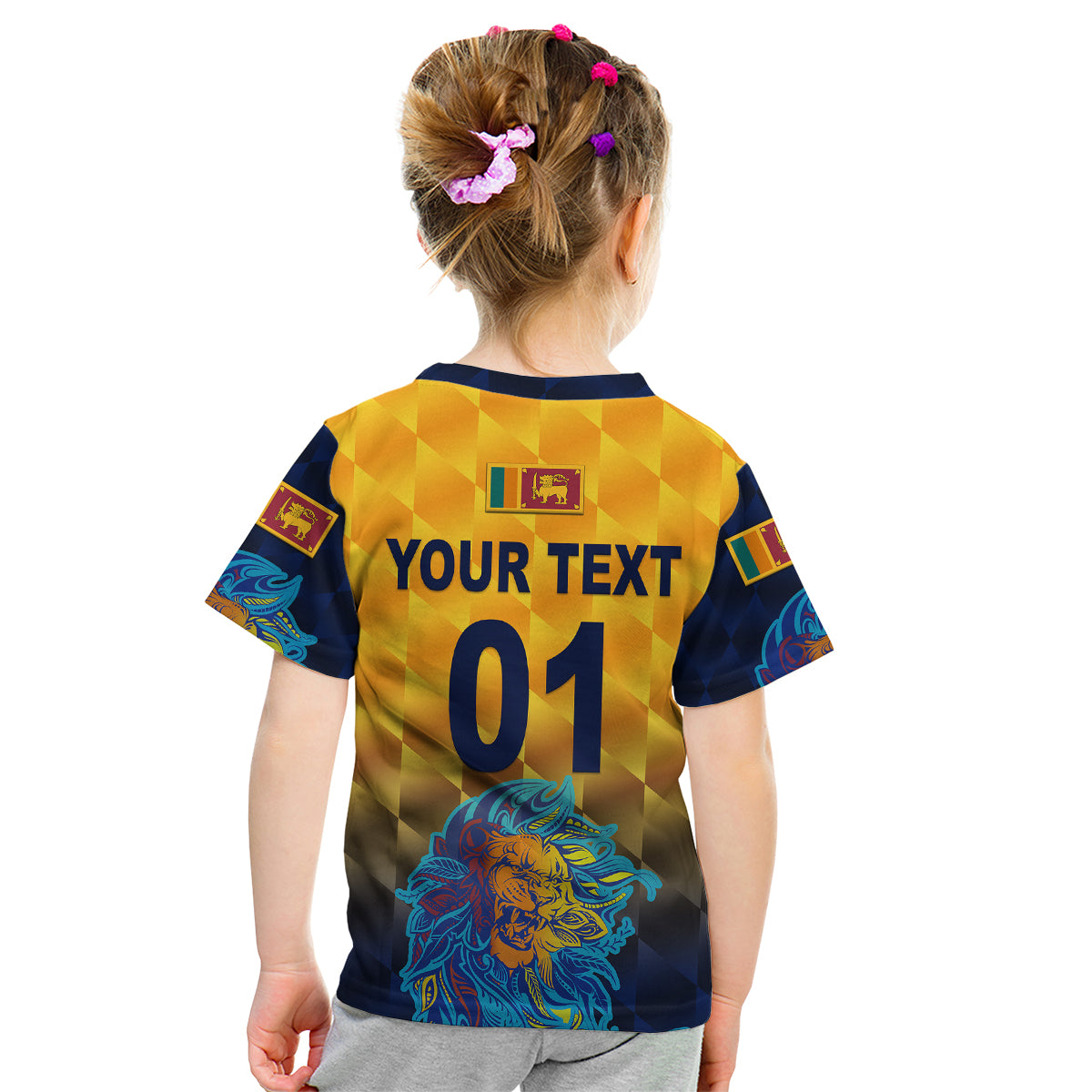 (Custom Personalised) Sri Lanka Cricket Kid T Shirt The Lions Pride Version - Yellow - Vibe Hoodie Shop