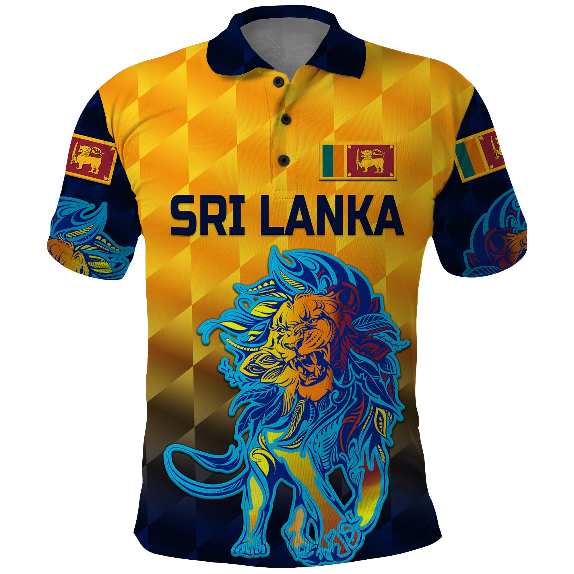 (Custom Personalised) Sri Lanka Cricket Polo Shirt The Lions Pride Version - Yellow - Vibe Hoodie Shop