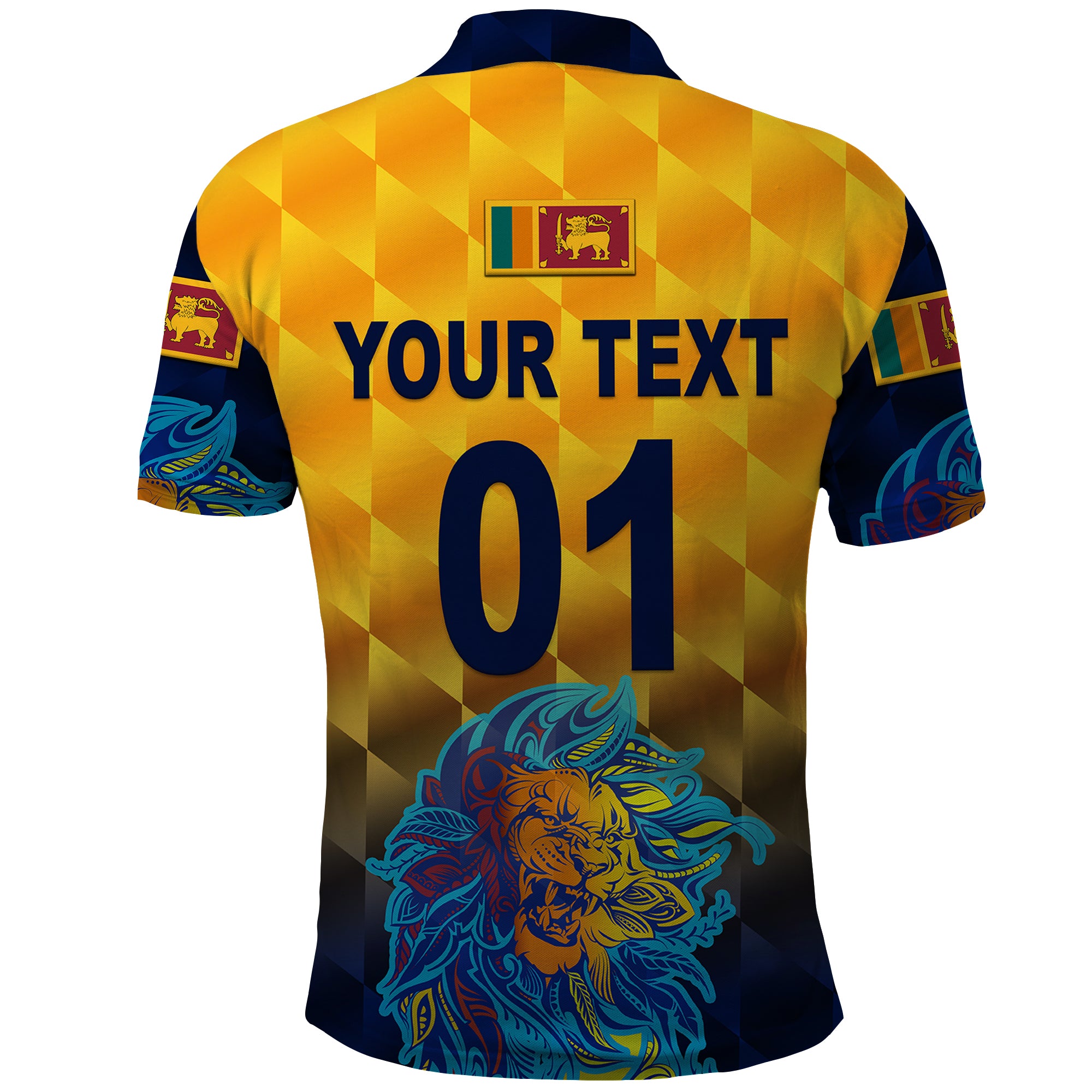 (Custom Personalised) Sri Lanka Cricket Polo Shirt The Lions Pride Version - Yellow - Vibe Hoodie Shop