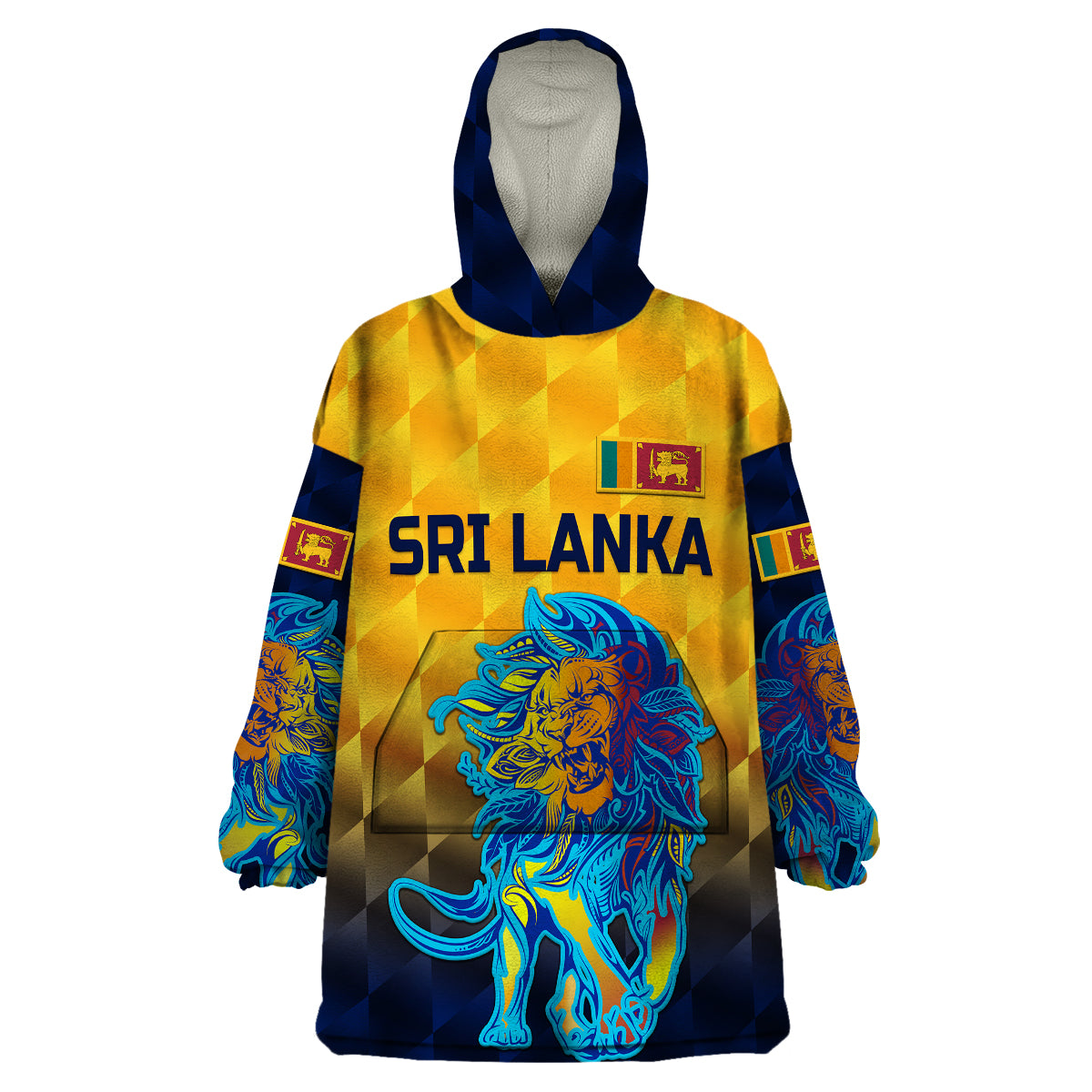 (Custom Personalised) Sri Lanka Cricket Wearable Blanket Hoodie The Lions Pride Version - Yellow - Vibe Hoodie Shop