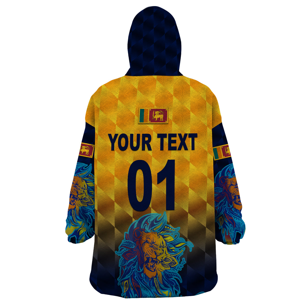 (Custom Personalised) Sri Lanka Cricket Wearable Blanket Hoodie The Lions Pride Version - Yellow - Vibe Hoodie Shop