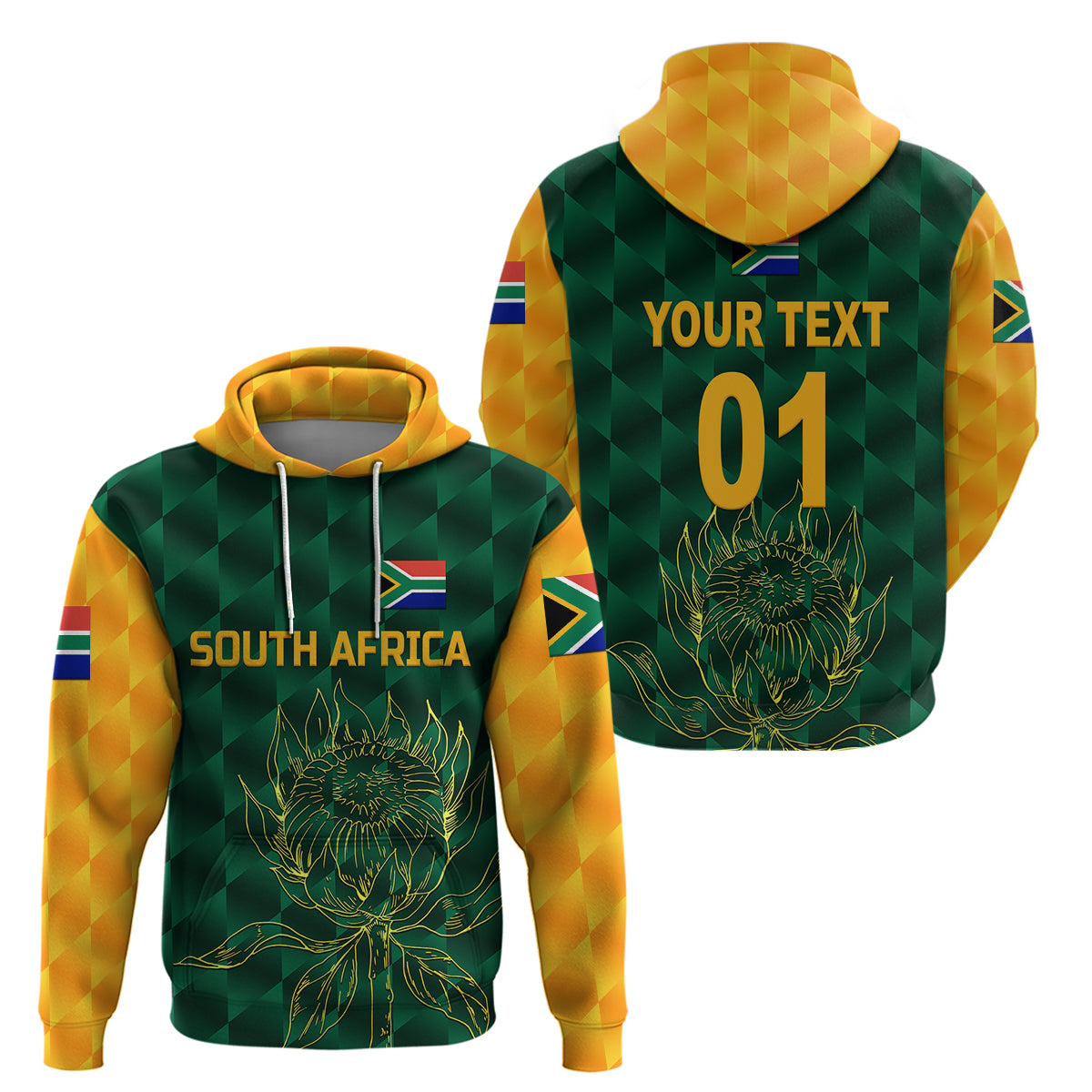(Custom Personalised) South Africa Proteas Cricket Hoodie Simple - Green LT8 - Vibe Hoodie Shop