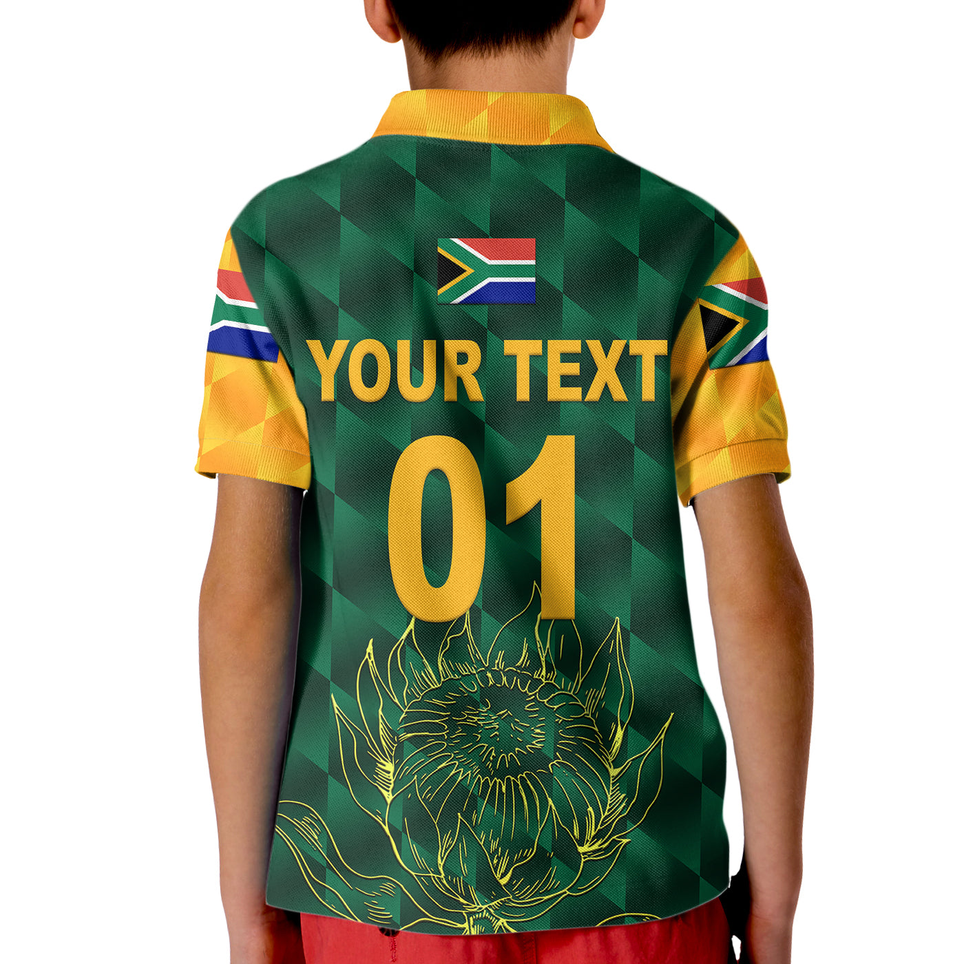 (Custom Personalised) South Africa Proteas Cricket Kid Polo Shirt Simple - Green - Vibe Hoodie Shop