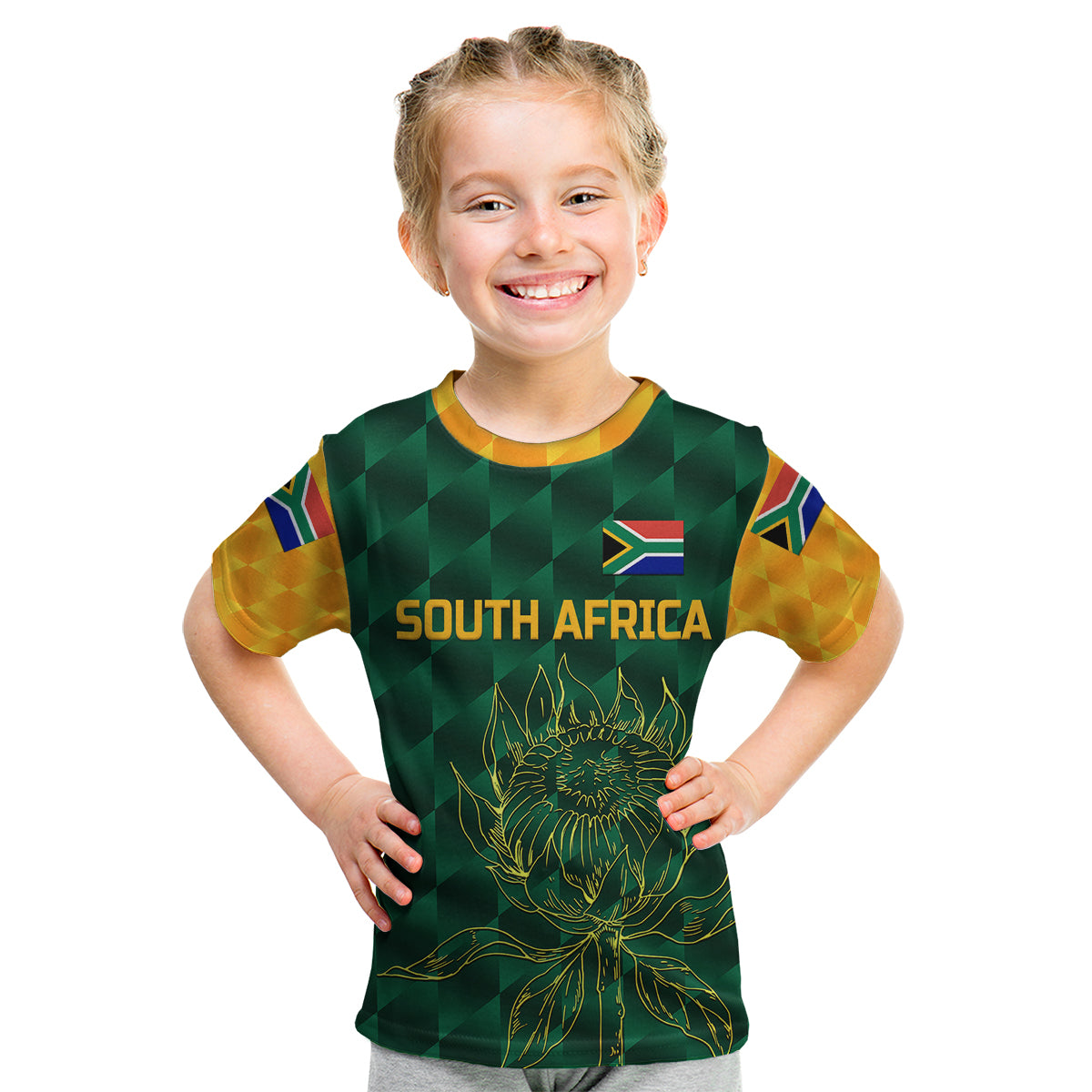 (Custom Personalised) South Africa Proteas Cricket Kid T Shirt Simple - Green - Vibe Hoodie Shop