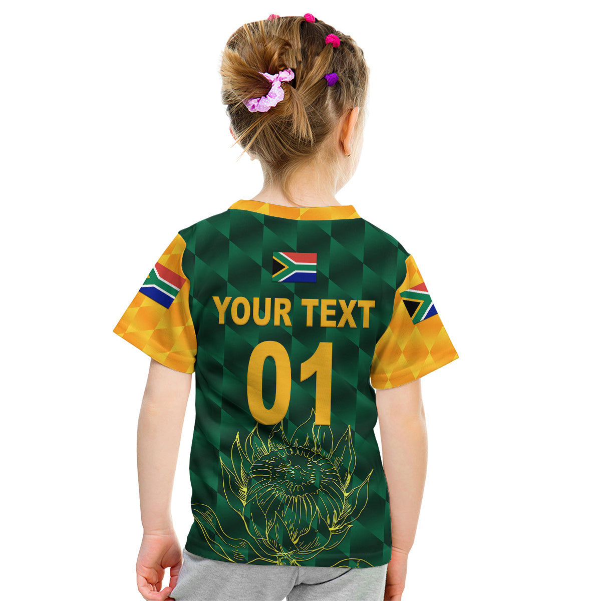 (Custom Personalised) South Africa Proteas Cricket Kid T Shirt Simple - Green - Vibe Hoodie Shop