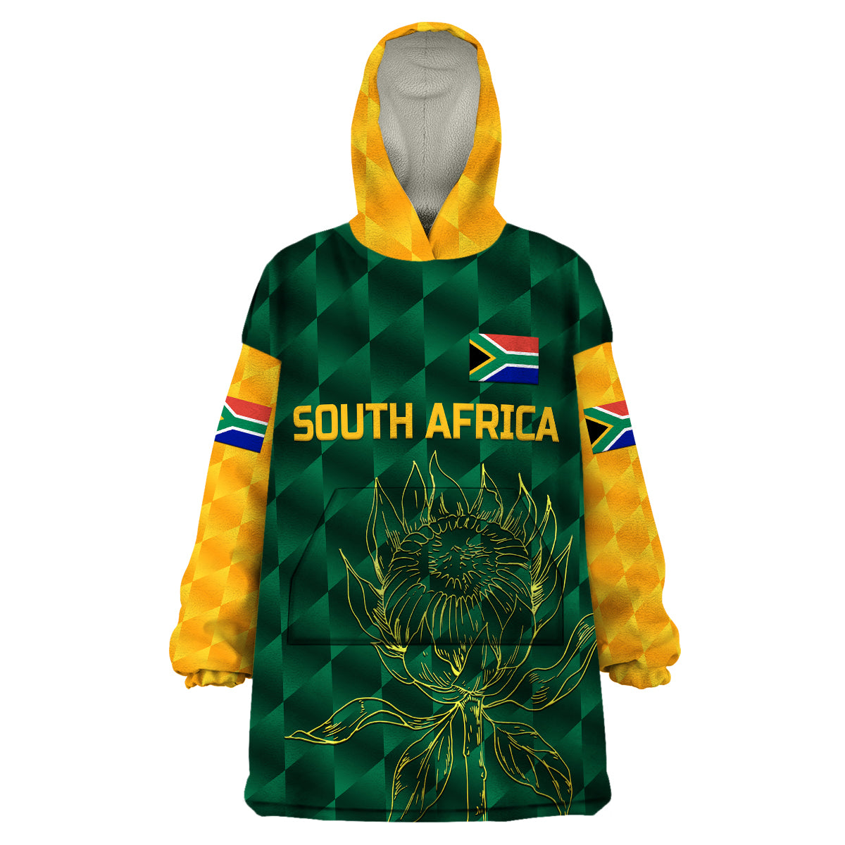 (Custom Personalised) South Africa Proteas Cricket Wearable Blanket Hoodie Simple - Green - Vibe Hoodie Shop