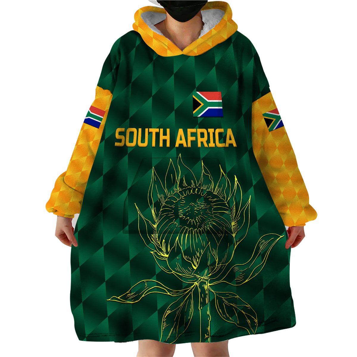 (Custom Personalised) South Africa Proteas Cricket Wearable Blanket Hoodie Simple - Green - Vibe Hoodie Shop