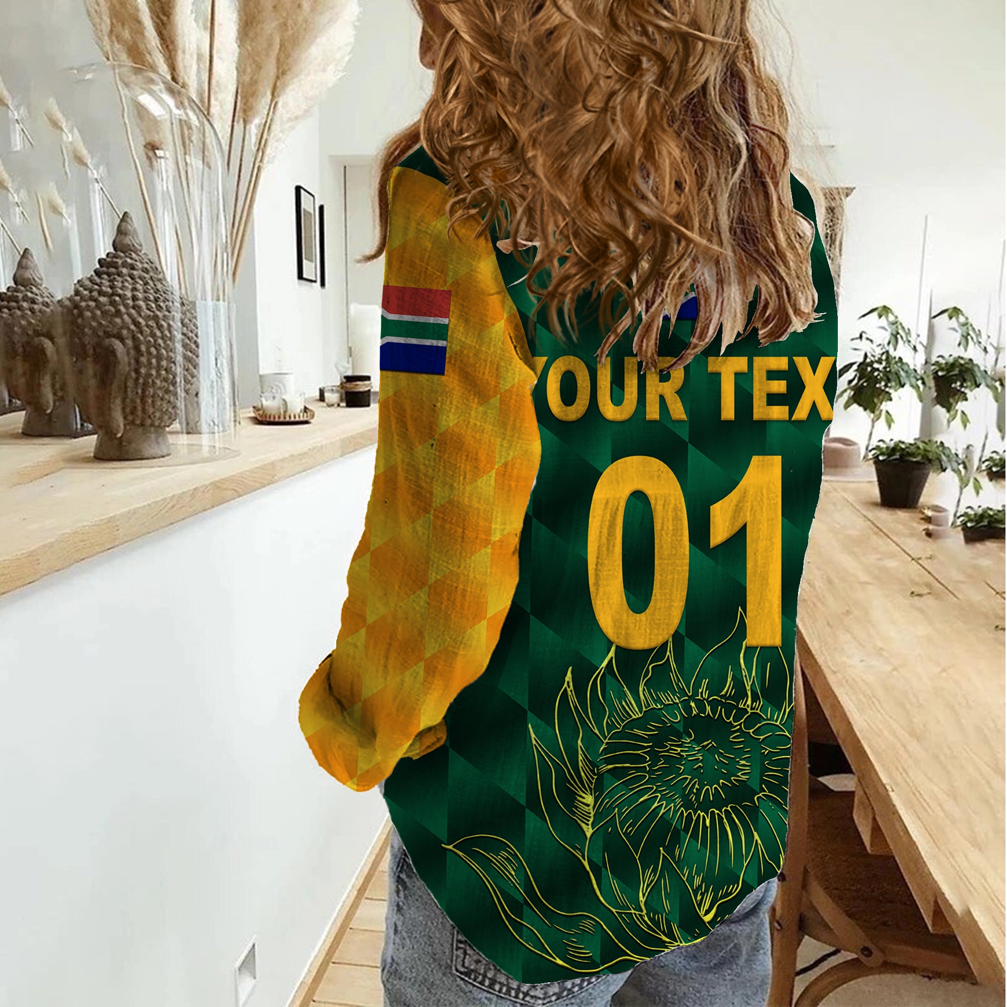 (Custom Personalised) South Africa Proteas Cricket Women Casual Shirt Simple - Green - Vibe Hoodie Shop