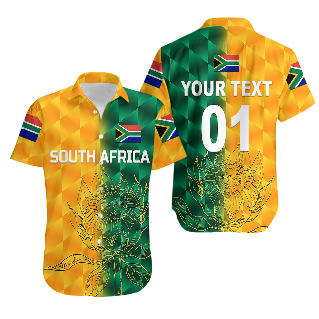 (Custom Personalised) South Africa Proteas Cricket Hawaiian Shirt Simple - Yellow - Vibe Hoodie Shop