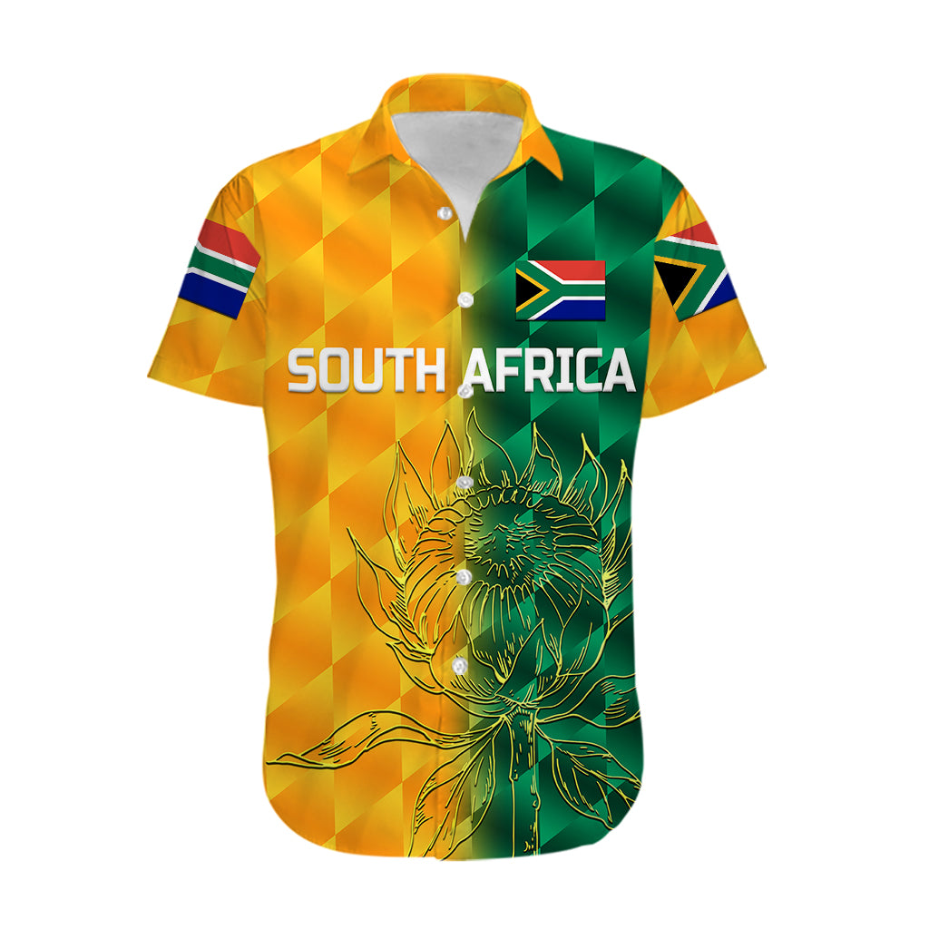 (Custom Personalised) South Africa Proteas Cricket Hawaiian Shirt Simple - Yellow - Vibe Hoodie Shop