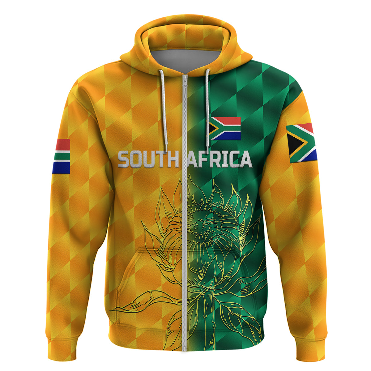 (Custom Personalised) South Africa Proteas Cricket Hoodie Simple - Yellow LT8 - Vibe Hoodie Shop