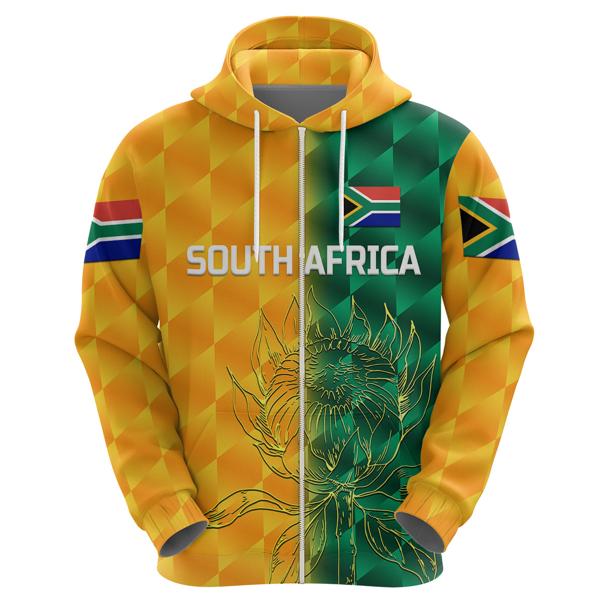 (Custom Personalised) South Africa Proteas Cricket Hoodie Simple - Yellow LT8 - Vibe Hoodie Shop