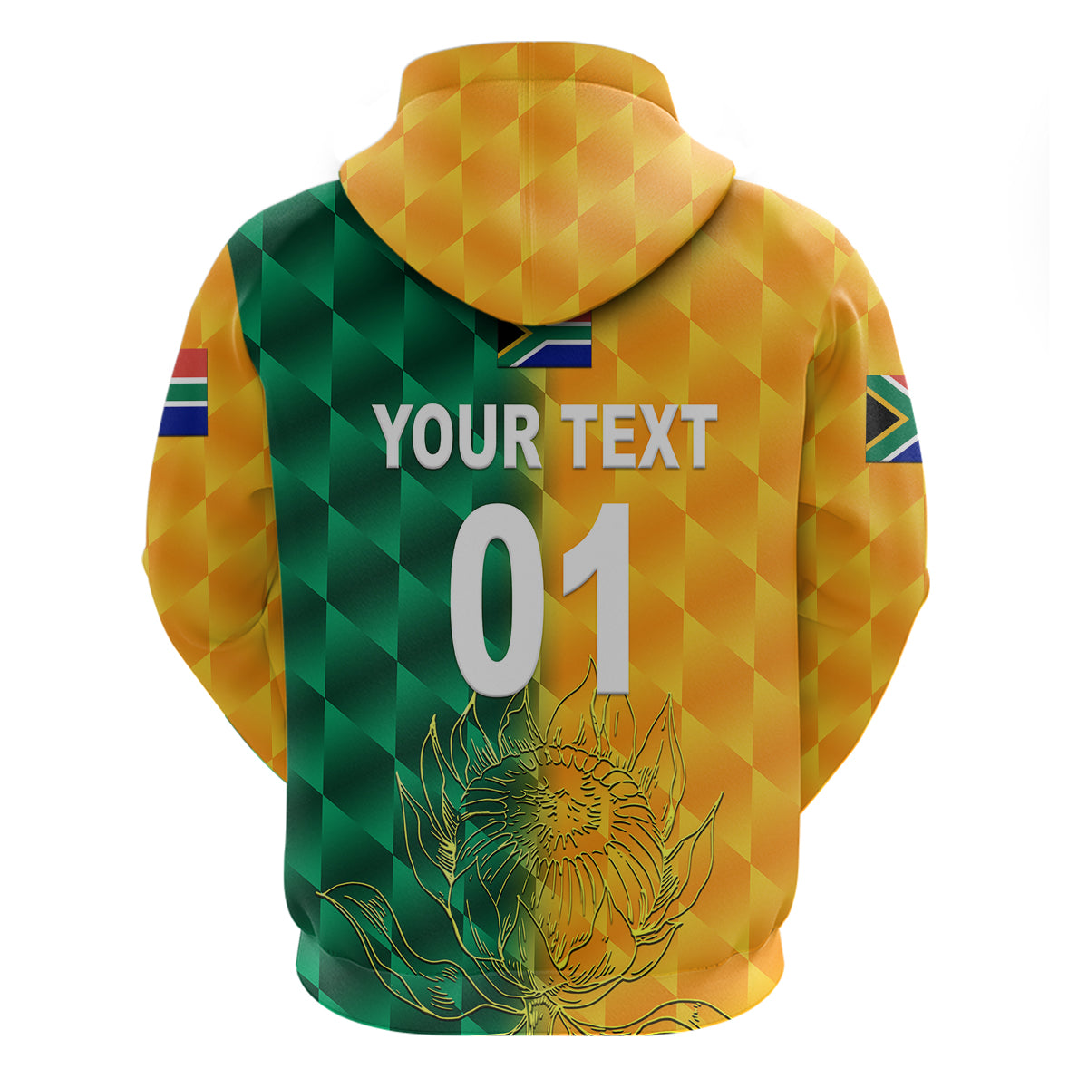 (Custom Personalised) South Africa Proteas Cricket Hoodie Simple - Yellow LT8 - Vibe Hoodie Shop