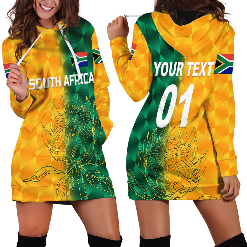 (Custom Personalised) South Africa Proteas Cricket Hoodie Dress Simple - Yellow - Vibe Hoodie Shop