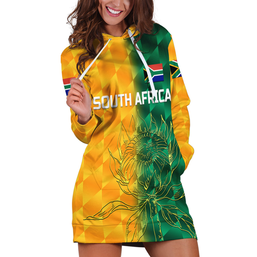 (Custom Personalised) South Africa Proteas Cricket Hoodie Dress Simple - Yellow - Vibe Hoodie Shop