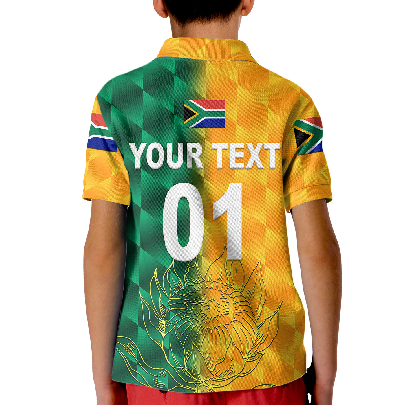 (Custom Personalised) South Africa Proteas Cricket Kid Polo Shirt Simple - Yellow - Vibe Hoodie Shop